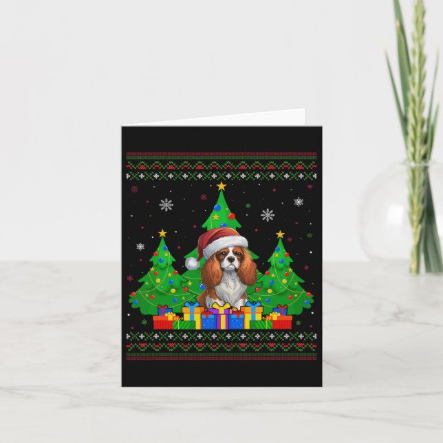 Tarjeta Cavalier de árbol de navidad dulce feo King Charle (Anverso)