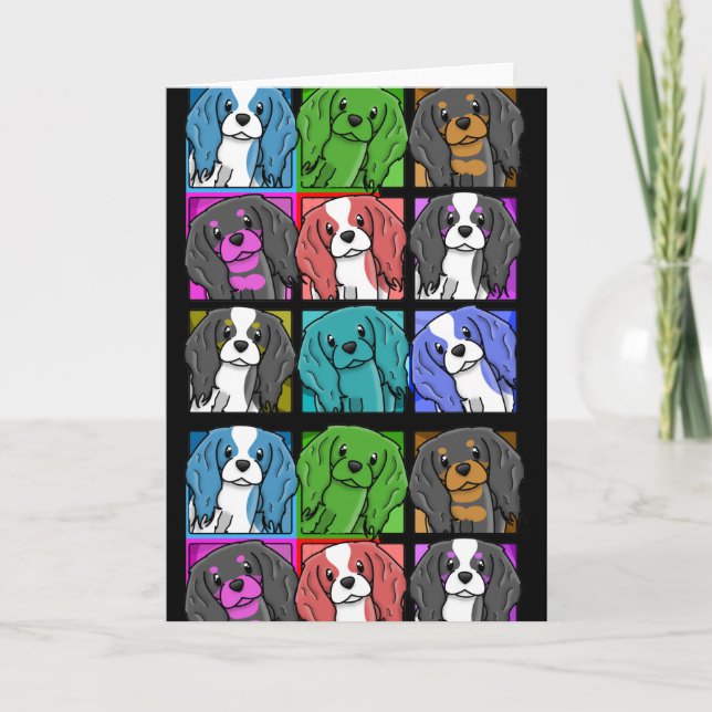 Tarjeta Cavalier de arte pop King Charles Spaniel (Anverso)