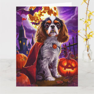 Tarjeta Cavalier de Halloween King Vampis Calabazas aterra