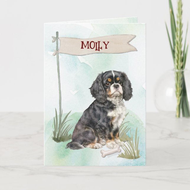 Tarjeta Cavalier King Charles felicita al nuevo perro (Anverso)