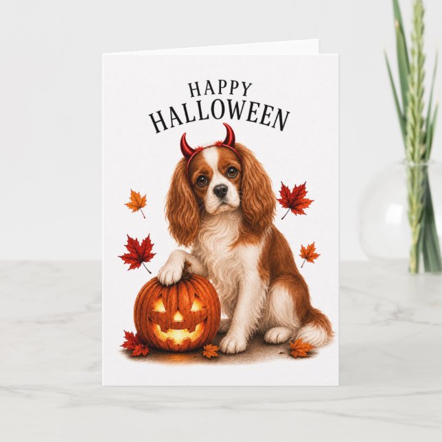 Tarjeta Cavalier King Charles Perro Diablo (Anverso)