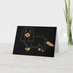 Tarjeta cavalier king charles spaniel black and tan cartoo