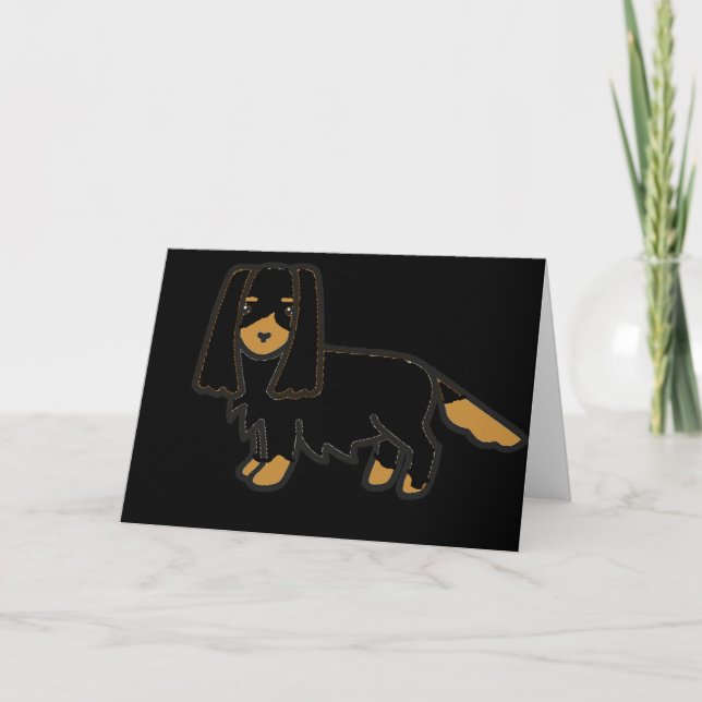 Tarjeta cavalier king charles spaniel black and tan cartoo (Anverso)