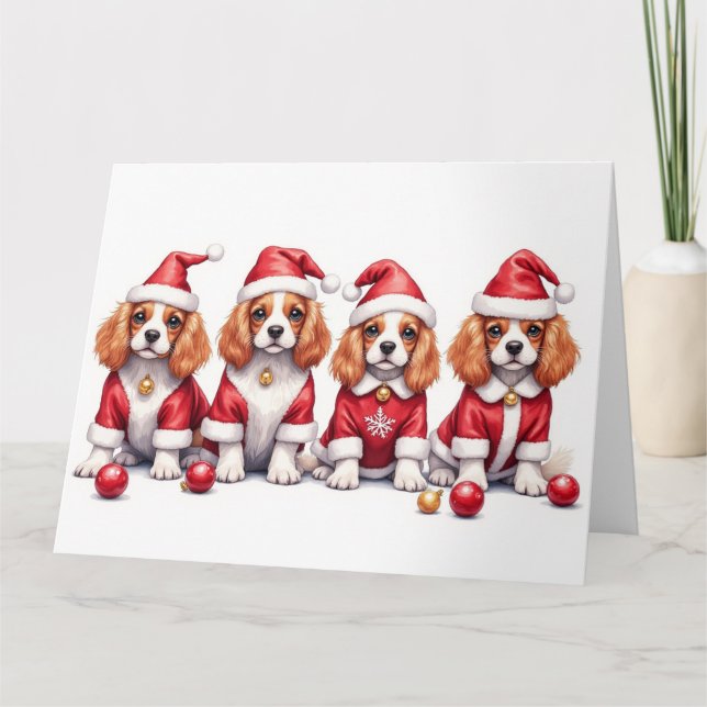 Tarjeta Cavalier King Charles Spaniel Christmas Dress (Anverso)