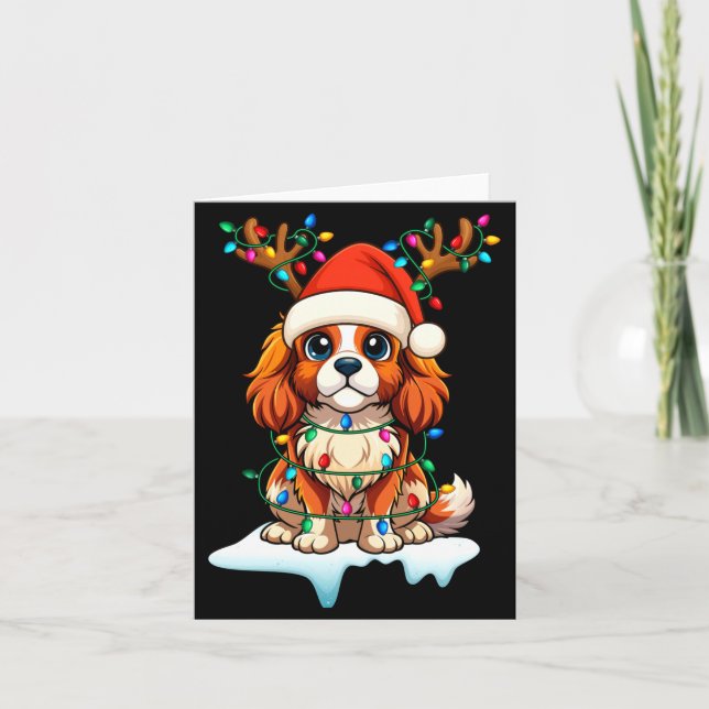 Tarjeta Cavalier King Charles Spaniel Christmas Reindeer P (Anverso)