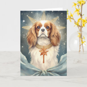 Tarjeta Cavalier King Charles Spaniel como ángel de Navida