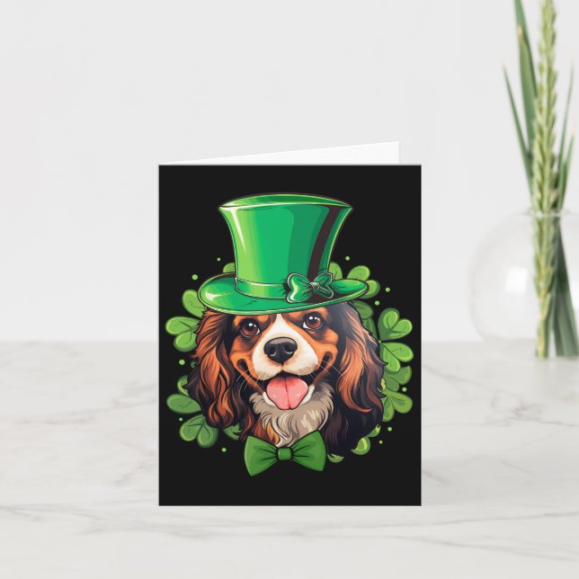 Tarjeta Cavalier King Charles Spaniel divertido de San Pat (Anverso)