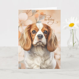 Tarjeta Cavalier King Charles Spaniel Dog Blossom Birthday