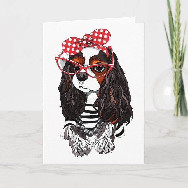 Tarjeta Cavalier King Charles Spaniel From Paris With Love (Anverso)
