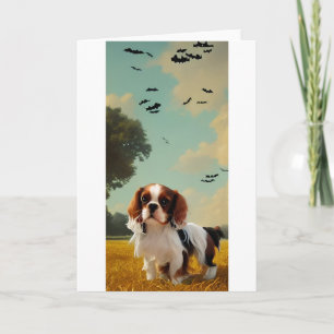 Tarjeta cavalier king charles spaniel halloween AI