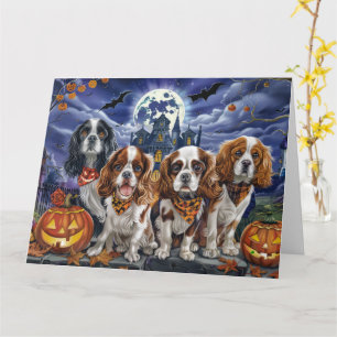 Tarjeta Cavalier King Charles Spaniel Halloween Espeluznan