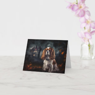 Tarjeta Cavalier King Charles Spaniel Halloween Espeluznan