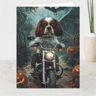 Tarjeta Cavalier King Charles Spaniel Halloween Scary