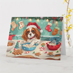Tarjeta Cavalier King Charles Spaniel Horneando Navidad
