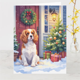 Tarjeta Cavalier King Charles Spaniel Navidad Nevada