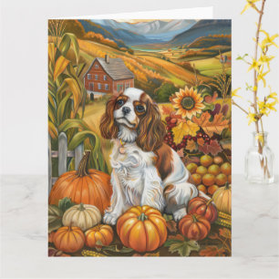 Tarjeta Cavalier King Charles Spaniel Otoño Día de Acción 