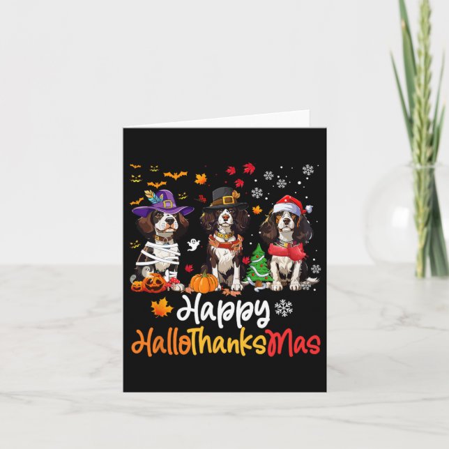 Tarjeta Cavalier King Charles Spaniel Perro Halloween Chri (Anverso)