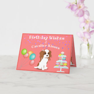 Tarjeta Cavalier King Charles Spaniel Pink Happy Birthday