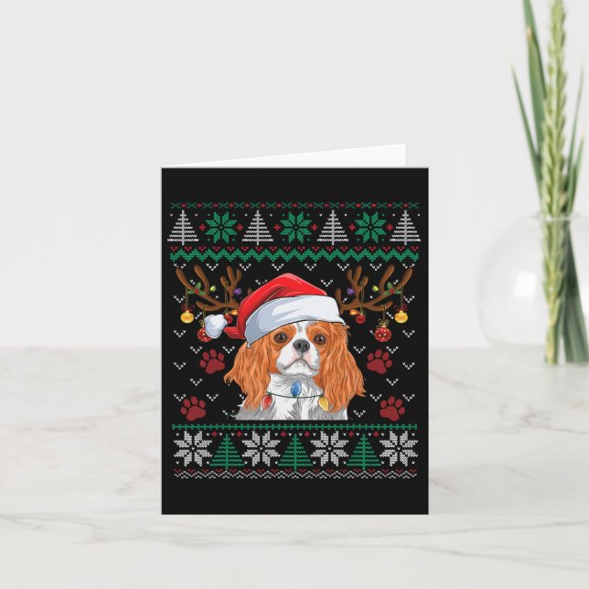 Tarjeta Cavalier King Charles Spaniel Santa Jersey Feo L (Anverso)