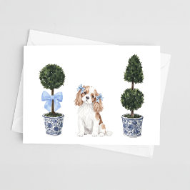 Tarjeta Cavalier King Charles Spaniel Topiary Watercolor