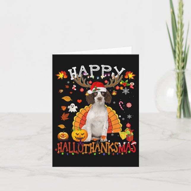 Tarjeta Cavalier King Halloween Navidades Perro Happy Hall (Anverso)