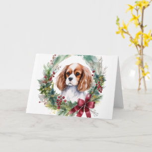 Tarjeta Cavalier King Navidades Wreath Festimes Pup