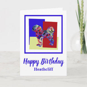 Tarjeta Cavapoo Dog Silhouette rojo azul amarillo cumpleañ