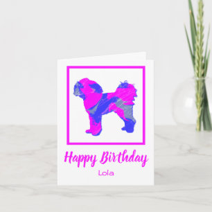 Tarjeta Cavapoo Silhouette Pink Dog Funny Birday Card