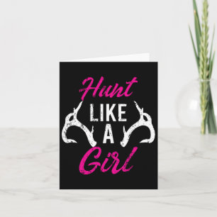 Tarjeta Caza Como Un Chica Gracioso Antler Cazando Regalos