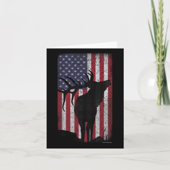 Tarjeta Caza de alce Bugling Bull Bandera Estadounidense - (Anverso)
