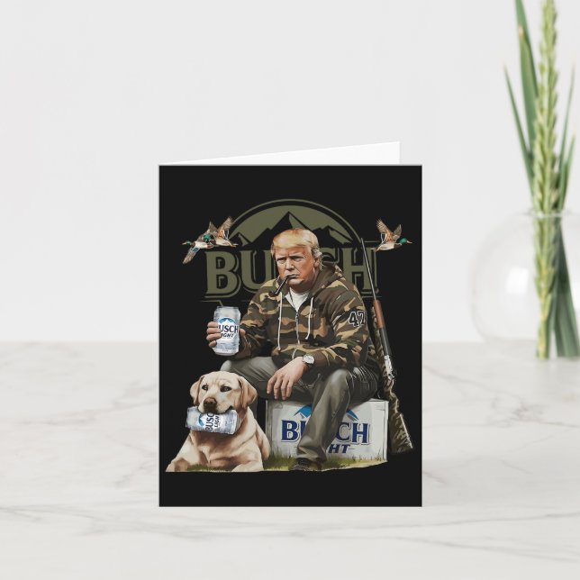 Tarjeta Caza de ciervos retro Trump divertido bebiendo cer (Anverso)