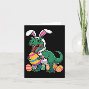 Tarjeta Caza de Huevo de Pascua T Rex Dinosaur Bunny Feliz