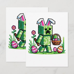 Tarjeta Caza de huevos de conejo de Pixel Gaming de Pascua