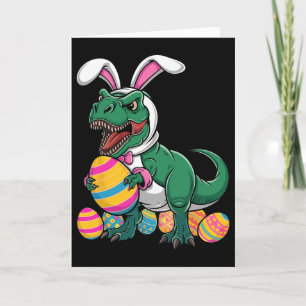 Tarjeta Caza de Huevos de Pascua T Rex Dinosaurio Conejo F