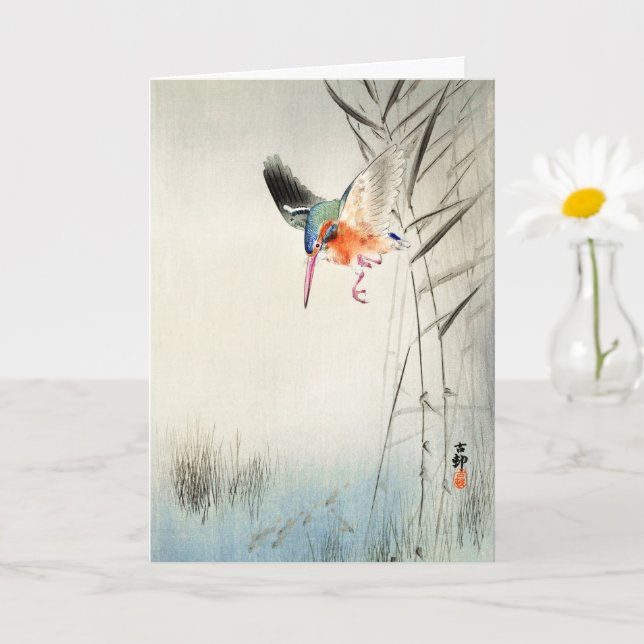 Tarjeta Caza de Kingfisher - Ohara Koson - Arte de época (Planta pequeña)