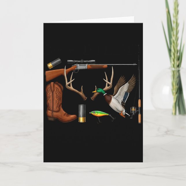 Tarjeta Caza de patos ciervos peces Hola Temporada de caza (Anverso)