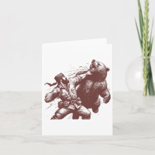 Tarjeta Caza de vintage retro de oso de hombre gracioso