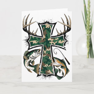Tarjeta Caza Pesca Fe - Cazador Pescador Cristiano