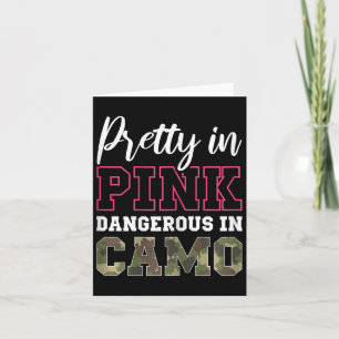 Tarjeta Cazador Camuflaje Divertido Gráfico Rosa Para Muje