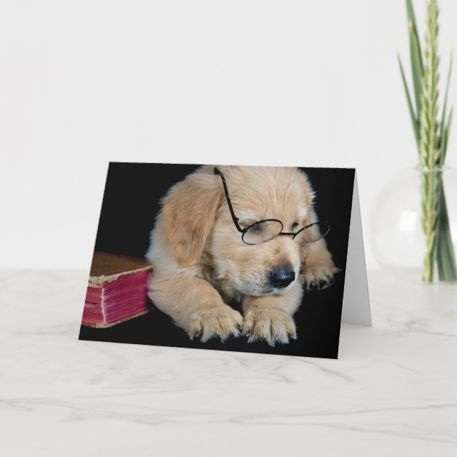 Tarjeta Cazador de Golden Retriever con gafas (Anverso)