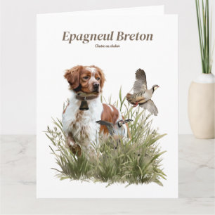 Tarjeta Cazando con un perro de Bretaña, arte