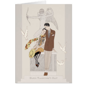 Tarjeta CC1222 de la pareja de amor George Barbier