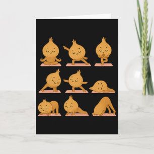Tarjeta Cebolla haciendo yoga vegana kawaii zen meditación
