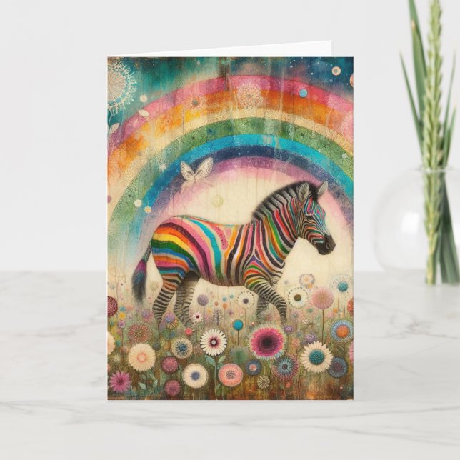 Tarjeta Cebra arcoiris todas las ocasiones (Anverso)
