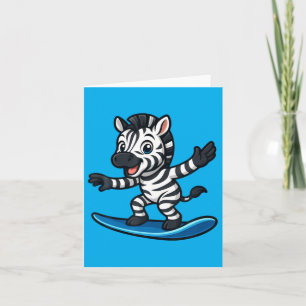 Tarjeta Cebra Divertida de Surf Animales Divertidos Playa