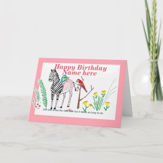 Tarjeta Cebra en el Salón, cumpleaños divertidos, para ell (Anverso)