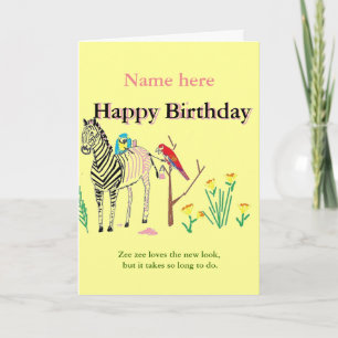 Tarjeta Cebra en el Salón, cumpleaños divertidos, para ell