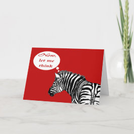 Tarjeta Cebra en rojo, pensando, debe ser su cumpleaños