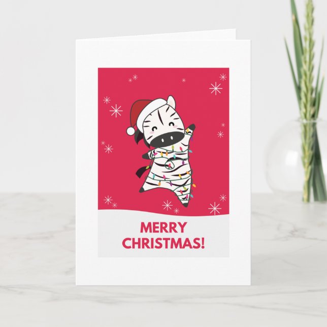 Tarjeta Cebras de Navidad Cebras de Invierno Animales de I (Anverso)
