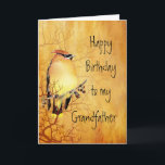 Tarjeta Cedar Waxwing Bird Grandfather Birday Card<br><div class="desc">Cálida pintura de acuarela de cobre de un Cedar Waxwing Bird l Birday para su abuelo</div>